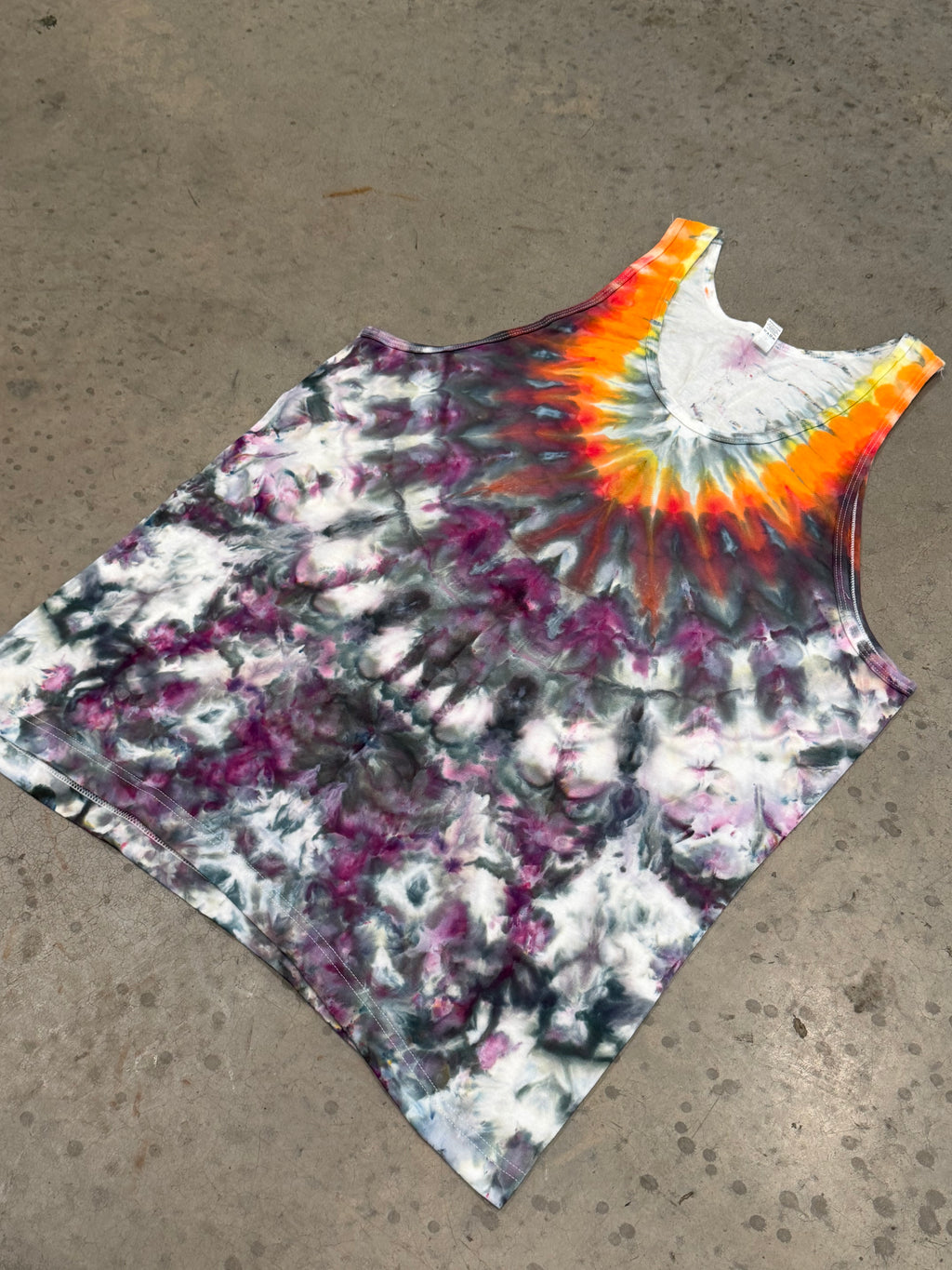 Flame Burst Neckline - Tie Dye Tank Top