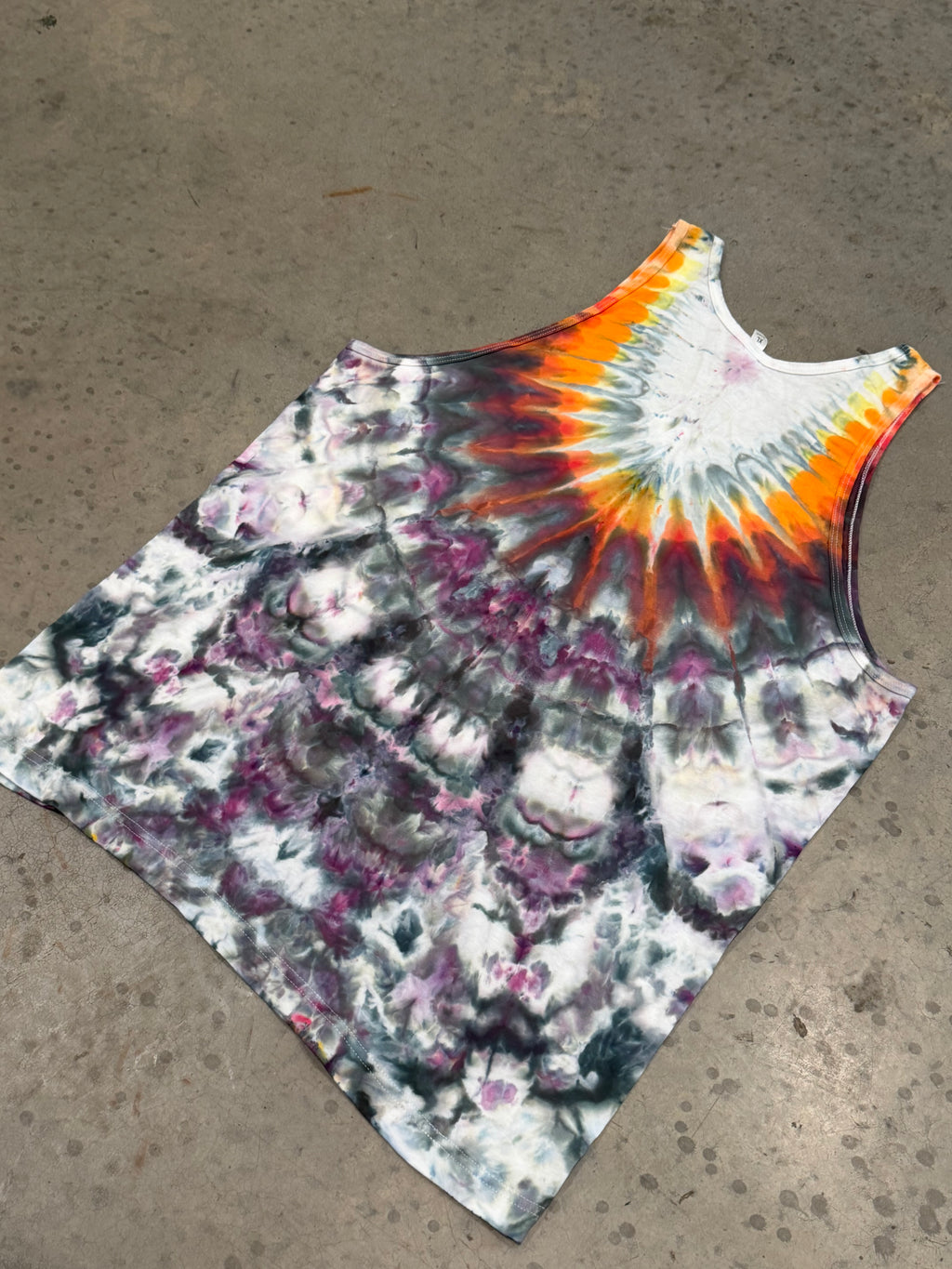 Flame Burst Neckline - Tie Dye Tank Top
