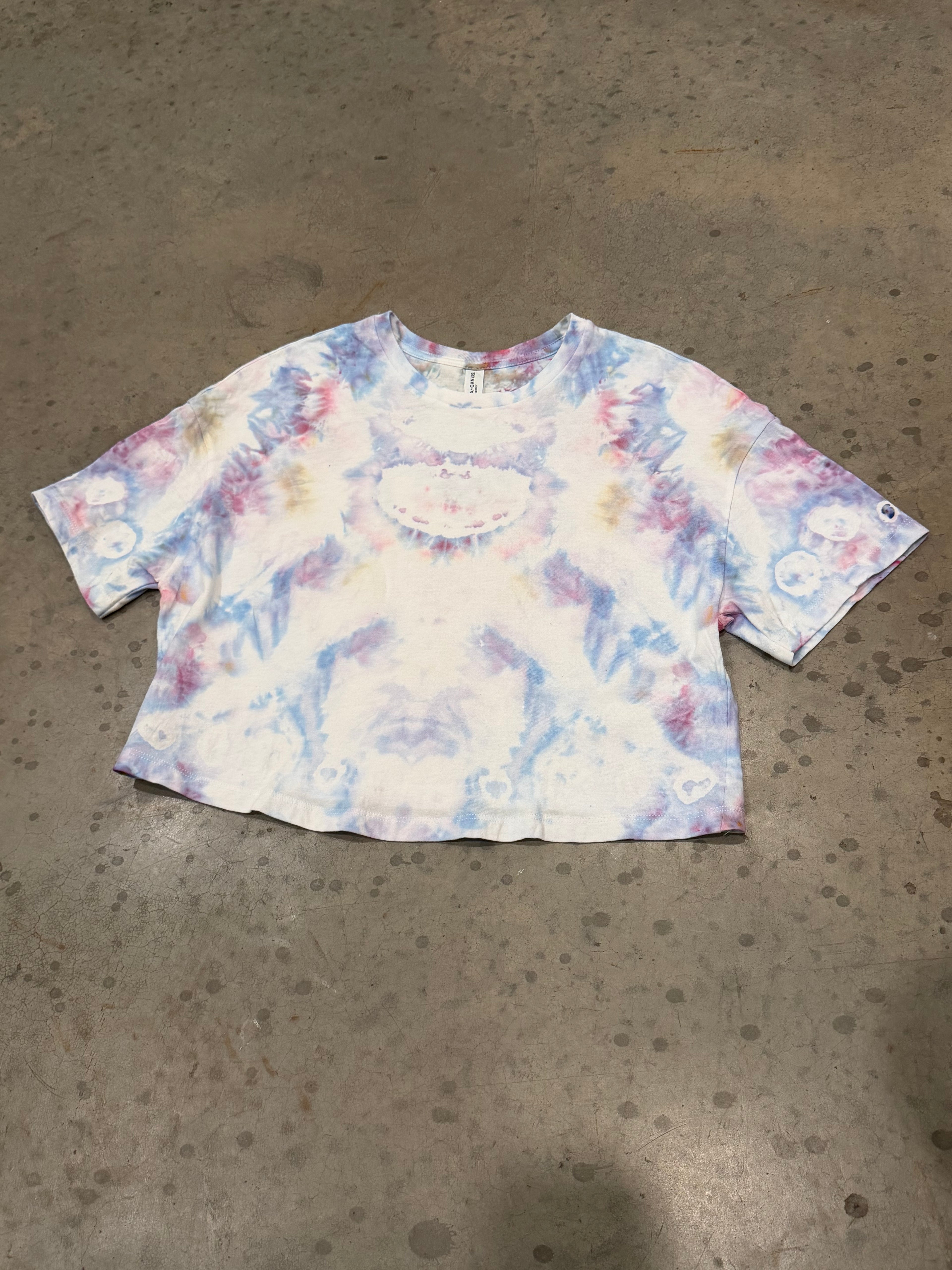Ice Dye Crop Tee – Sky Blue & Pink