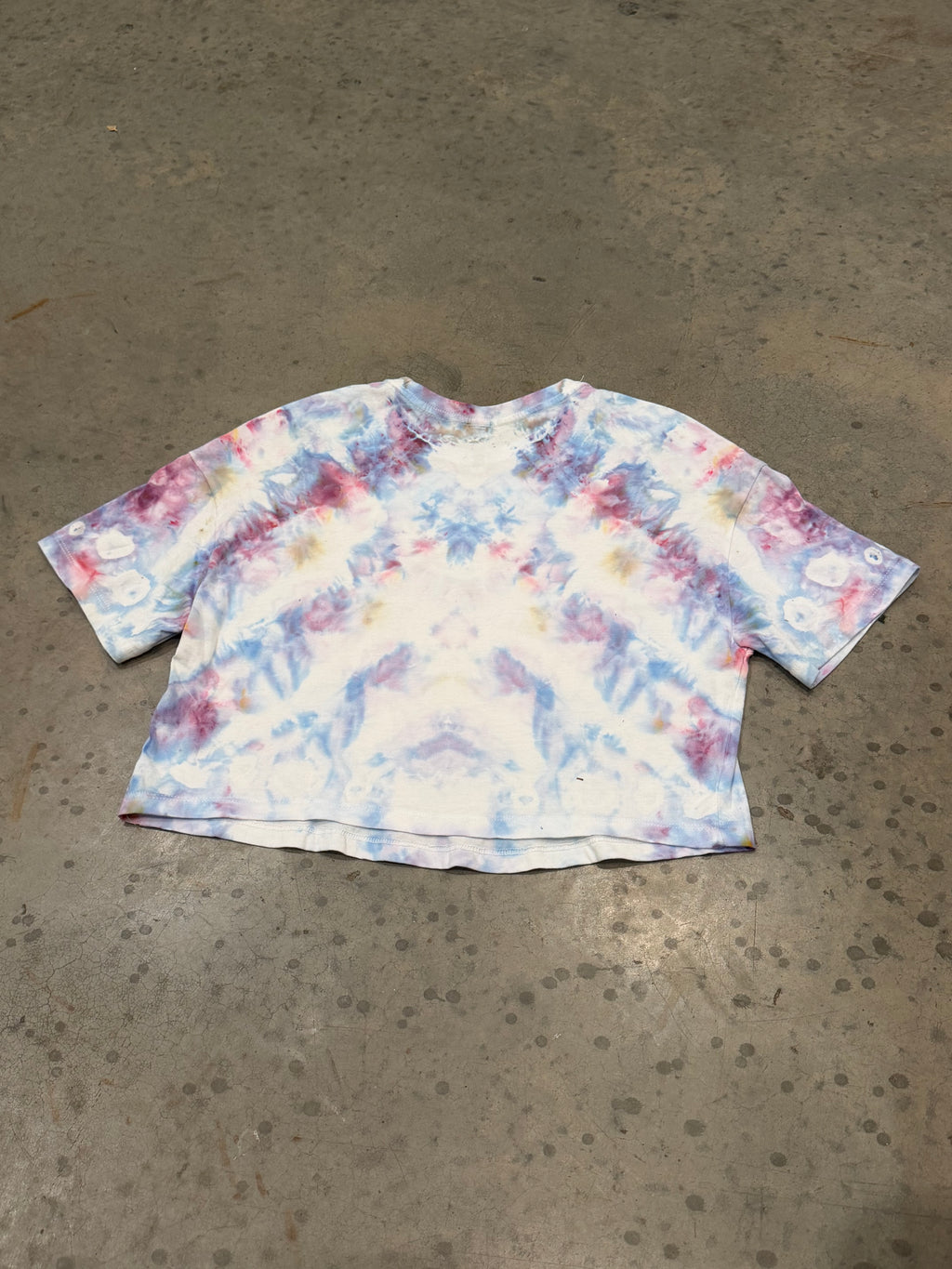 Ice Dye Crop Tee – Sky Blue & Pink
