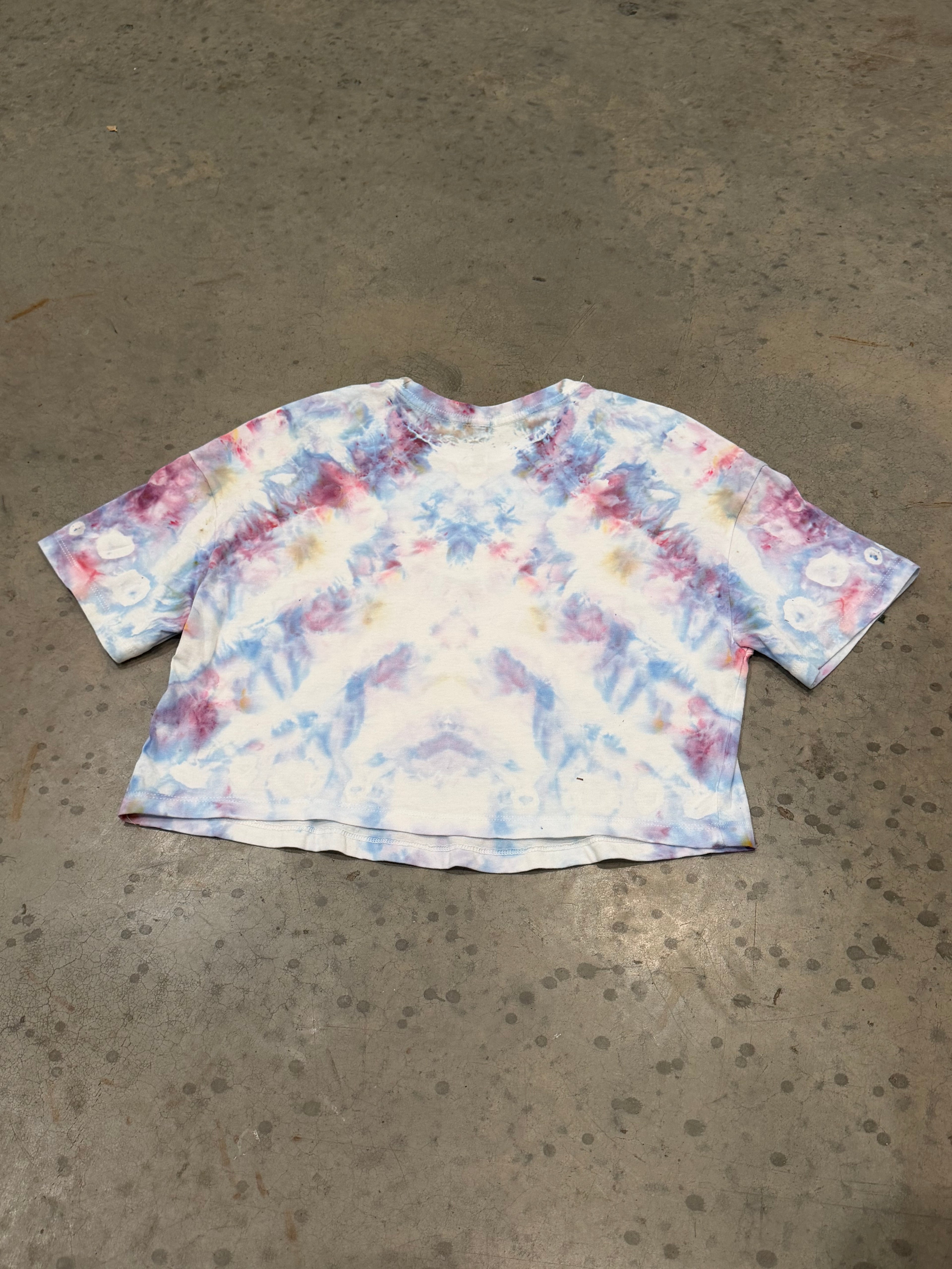 Ice Dye Crop Tee – Sky Blue & Pink