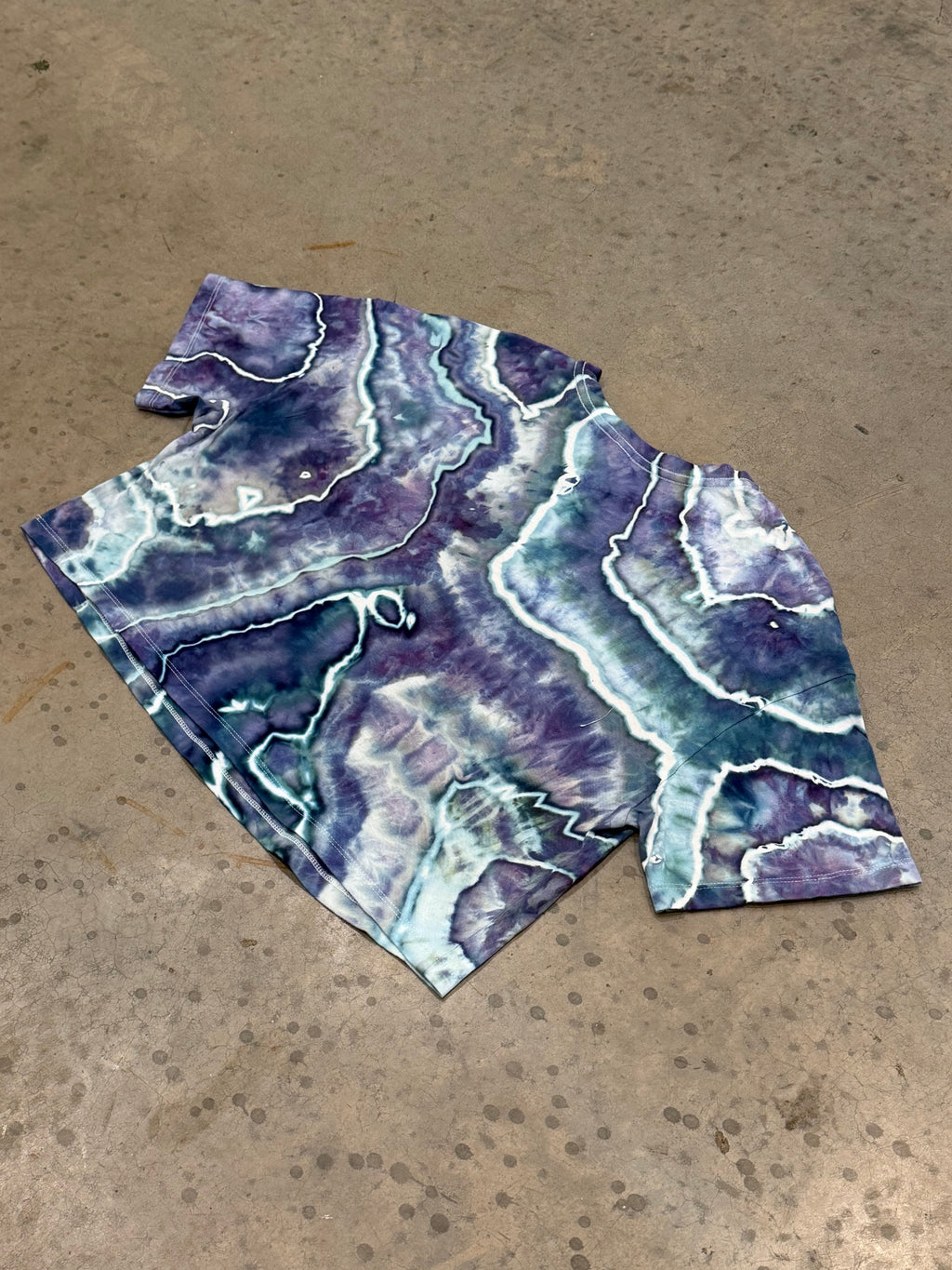 Ice Dye Crop Top Tee - Blue grey green